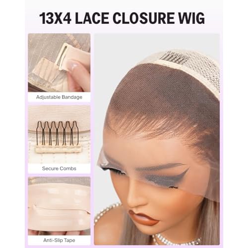 Ash Blonde Bob Wig Human Hair 13x4 HD Lace Frontal Wigs Pre Plucked with Baby Hair 20/Ash Blonde Ombre Lace Front Wig 210% Density Bleached Tiny Knots Straight Bob Wig 14 Inch