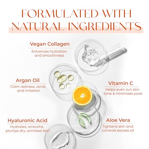 Vitamin C & Collagen + Retinol & Vitamin E Facial Serum Set - Dermatologist Tested, Anti-Aging, Dark Spot Remover, Brightening - Cruelty-Free, Clean Beauty, Korean Skincare - 1.69 oz (2-Pack)