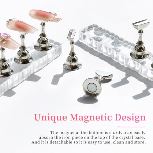 BQAN 2 Set Nail Holder for Painting Nails, Transparent Acrylic Nail Stand for Press on / Fake Nail Tips Training / Nails Display with 96 Pcs Reusable Adhesive Putty (Clear)