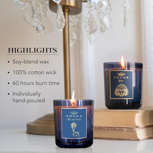 TOCCA Montauk 10oz Candle - Sea Salt & Cucumber Scented, Hand Poured Soy-Wax Blend with 100% Cotton Wick, 60 Hour Burn Time