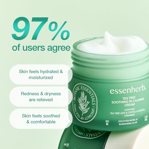 Tea Tree Soothing In Calming Cream | Tea Tree Moisturizer | Calming Cream for Dry, Sensitive, All Skin Types, Korean Skincare (2.70oz * 2Pack)