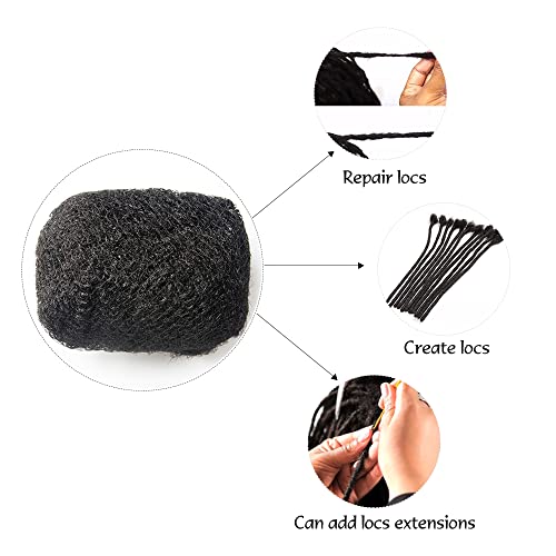Tight Afro Kinky Bulk 100 £¥ Human Hair for Draedlock Extensions, Repair Locs, Twists and Braids 10 Bundles/Package (10 Inch, 1B - Natural Black)