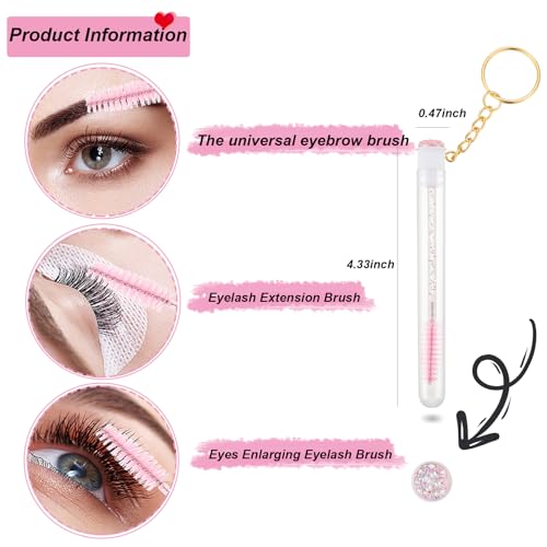 20 Pieces Disposable Mascara Wands Tubes Set Diamond Eyelash Brush Lash Wand Tube Brushes Makeup Tool Eyebrow Applicator Supplies(Pink)