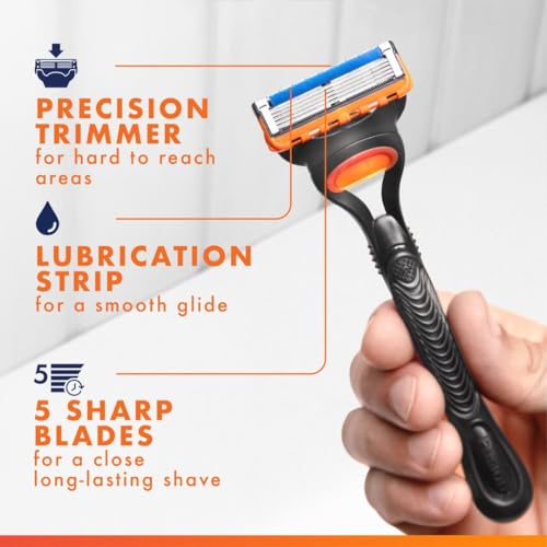 Gillette Fusion5 Razor for Men, 1 Gillette Razor Handle, 5 Razor Blade Refills, with Lubrastrip, for a Close Shave