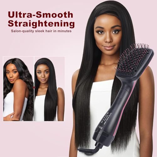 Sonew 2 in 1 Hair Dryer Brush & Straightener Brush, Hair Dryer and Styler, Negative Ion Blow Dryer Brush, Hot Air Brush Detangles, Dries, Smooths, Reduce Frizz & Static