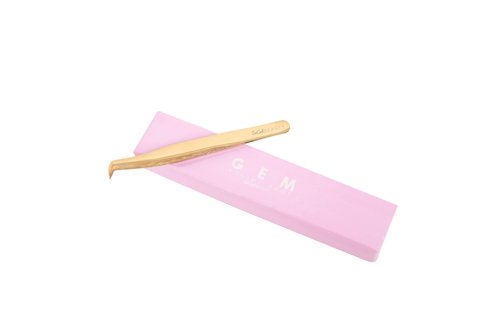 GEM Volume Boot Lash Tweezer by SoCal Beauty – Gold Precision Eyelash Tweezer for Eyelash Extensions with mm Measurement – Professional Tweezers for Eyelash Extension & Volume Fan