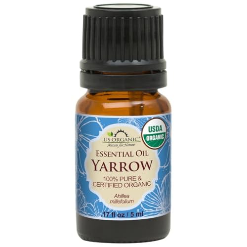 US Organic 100% Pure Yarrow Essential Oil, USDA Certified Organic, Steam Distilled, Achillea Millefolium, Therapeutic Grade, Calming & Soothing, Skin Care & Aromatherapy, Sourced from Bulgaria (5 ml)