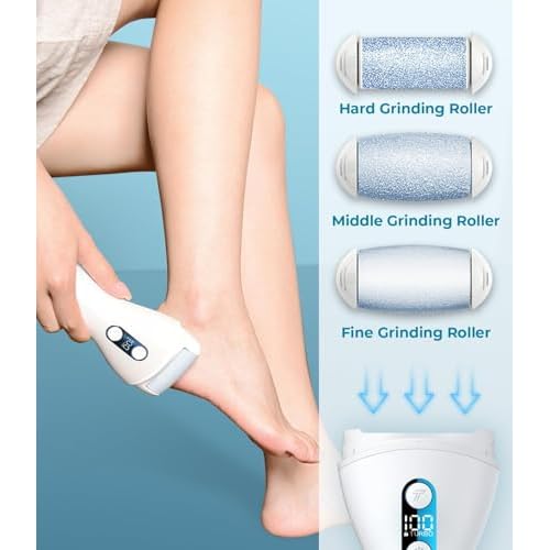 Electric Callus Remover for feet,Rechargeable Foot File Electronic Pedicure Tools Kit for Calloused Removal, Waterproof Electric Foot Scrubber Duty Feet Care for Heels Dead Skin,Blue