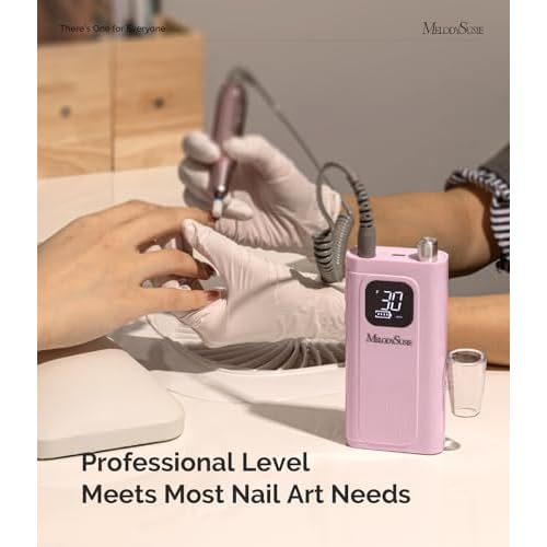 MelodySusie Entry-Level Clip-On Cordless Essential Nail Drill, SC300F 30000RPM Reliable E-File with LCD Display for All Manicure Shaping & Gel Removal, Ideal for Training, Nail Art Practice & Home Use