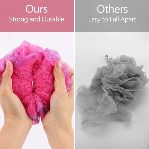 BTYMS 75g/Pc Large Loofahs Shower Sponge, Exfoliating Body Scrubber Shower Scrunchies Mesh Pouf Bath Sponges - Pack of 6