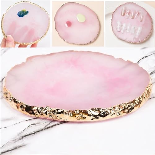 Resin Nail Art Palette with 5 Pcs Nail Art Painting Drawing Brushes, Nail Polish Mixing Palette Double-Ended Dotting Pen Nail Art Liner Brush Nail Drawing Brushes for Nail Art Design