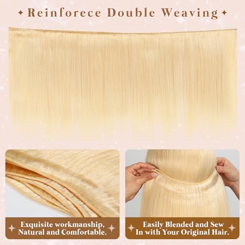 613 Blonde Bundles Human Hair 20 22 24 26 Inch 613 Straight 4 Bundles Human Hair Blonde Quick Weave 100% Unprocessed 16A Brazilian Virgin Hair