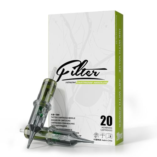 Filter Tattoo Cartridge Needles - 20Pcs #12 (18RS) Standard Round Shader Disposable Tattoo Needles Cartridges for Tattoo Gun Machine - Venom