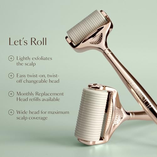 VEGAMOUR GRO+ Advanced Dermaroller | 1,200 Microneedle 0.25mm Scalp Tool | Gently Exfoliates the Scalp | Wide Head for Maximum Coverage
