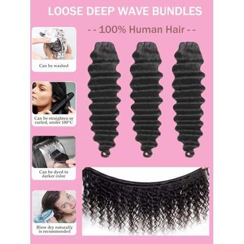 Loose Deep Wave Bundles Human Hair Short Brazilian Deep Wave Bundles 12 12 12 Inch 100% Unprocessed 12A Loose Wave Bundles Human Hair Flip Over Quick Weave Raw Hair 3 Bundles for Bob Style