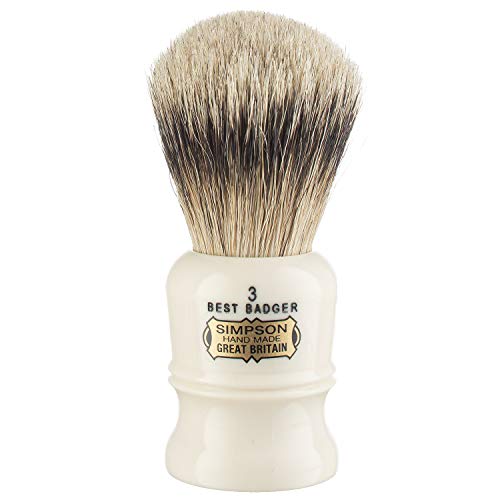 Simpsons Duke 3, D3 Best Badger Shaving Brush - High Density Knot, Hand-Turned Ivory Handle, Premium Wet Shave Experience Thick Luxurious Lather, Dense Extra Soft Bristles Deluxe Comfort & Performance