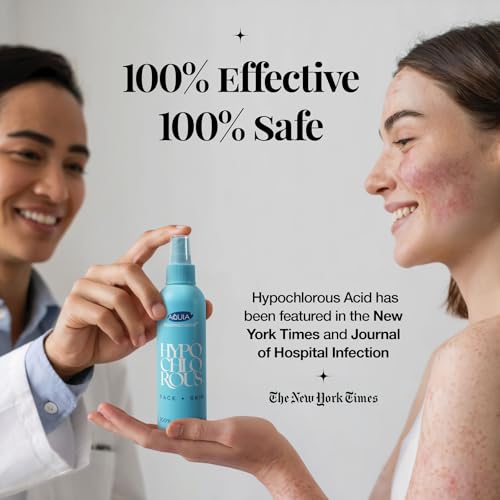 Hypochlorous Acid Spray for Face and Skin | Piercing Aftercare Spray | 8 oz Hypochlorous Acid Sprays for Face, Skin, Acne, Eczema, Body Acne Sprays, Piercing Aftercare, Facial Wound Solution, Workout