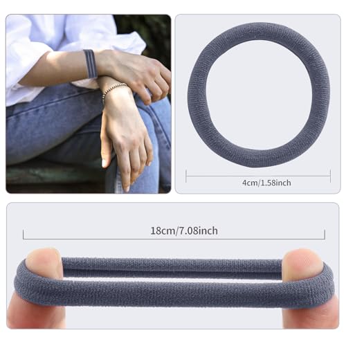 100PCS Hair Ties High elastic Women¡®s hair bands Seamless Thick color mixed Hair Band Elastic Hair Ties Hold hair without damage Ponytail Holder (Black-White-Red mixed)