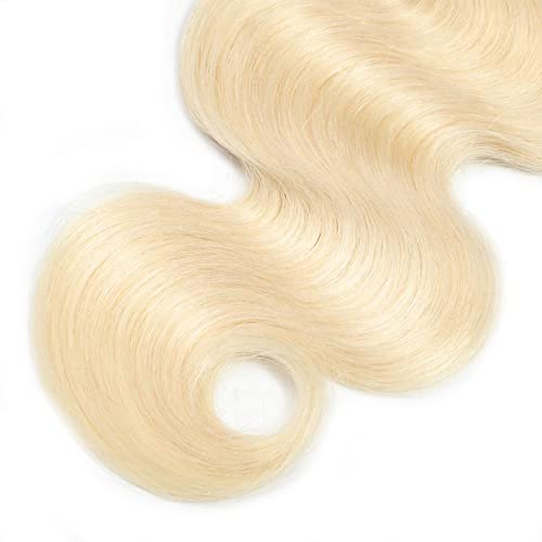 613 Body Wave Bundle Honey Blonde Human Hair 3 Bundles 100% Unprocessed Virgin Hair Brazilian Double Weft Extensions Blonde Color 22 24 26 Inch For Women