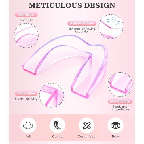 Mouth Guard for Grinding Teeth at Night, Mouth Guard for Sleeping, Mouthguards for Grinding of Teeth, Night Guards for Teeth Grinding, with 2 x 5X Mirror Case (4 Pack/2 Size)