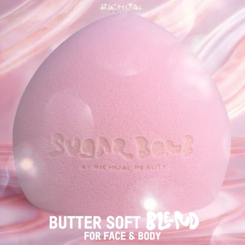 BIG SUGAR BOMB BLENDER Set by Richual Beauty ~ Butter Soft Marshmallow Makeup Sponges for Face & Body ~ Incl: 1 LARGE & 1 MINI Mochi Makeup Sponge ~ Flawless Application of Foundation Creams & Powders