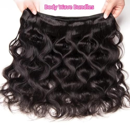 Body Wave Bundles Human Hair Long Brazilian Virgin Body Wave Natural Black Color Can Be Dyed and Styled 3 Weave Bundles Total 300g 20 22 24 Inch