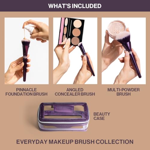 Anisa Beauty Starter Everyday Makeup Brush Set ? 3 Essential Brushes for Foundation, Concealer, and Powder Application ? Soft, Synthetic Fibers for Flawless, Streak-Free Finish