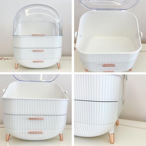 Upgrade Large Makeup Organizer Countertop Vanity Case Skin Care Cosmetic Storage Box Bathroom Counter Perfume Skincare Organizers Make Up Caddy Gift for Women Girls Clear Design Easy Visibility
