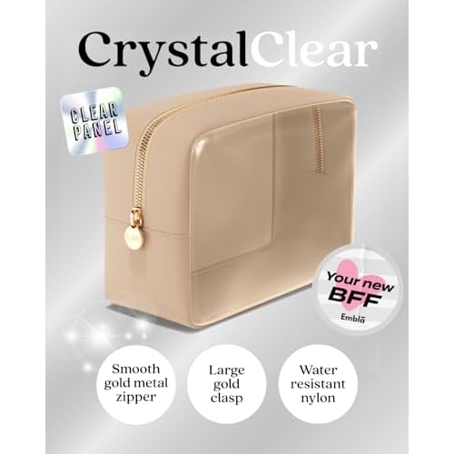 Clear Cosmetic Bags Set of 3, Mini Small Large Makeup Bags For Women Clear Pouch Cosmetics Cases Zipper Cute Pouches Make Up Travel Toiletry Essentials Preppy Purse Organizer Makeup Cases, Sand