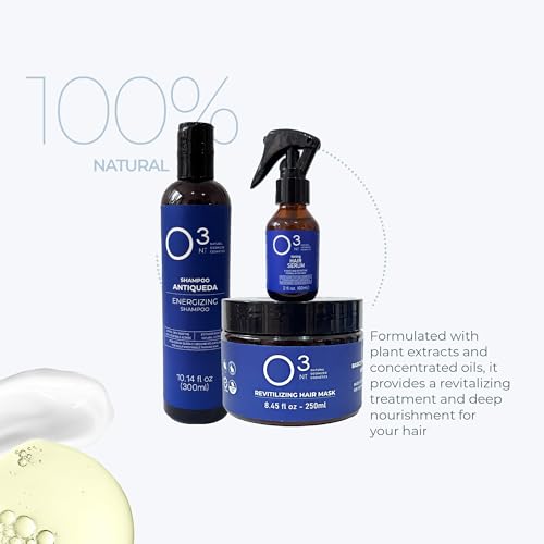 Energizing Shampoo + Revitalizing Mask + Hair Serum - High-Performance Natural Hair Treatment - Ozone Therapy - Strengthens Hair Appearance - Shampoo 10.14 Fl Oz Mask 7.05Fl Oz Serum 2.03 Fl Oz