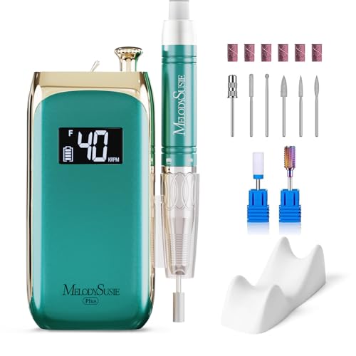 MelodySusie Professional Clip-On Cordless Nail Drill with Premium Motor, MB450C 40000RPM Vintage-Style E-File with Max Torque and Extended Lifespan for All Manicure Shaping, Gel Removal & Salon Use