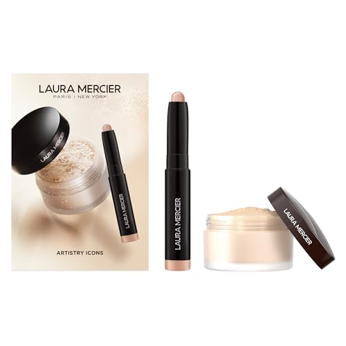 Laura Mercier Translucent Loose Setting Powder, 24HR Shine Control, Soft Matte Finish, Long-Lasting Wear, Normal to Oily Skin, 4 Shades for Virtually All Skin Tones, Artistry Icons Set