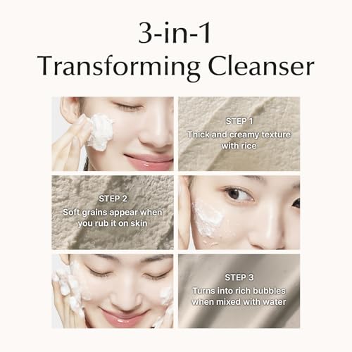 SU:M Secret Rice Nuruk Daily Exfoliating Cleanser (4.23 fl oz) - Korean Skincare Gentle Exfoliating Cleanser with Rice Nuruk Extract, PHA, and Melting Ceramide for Hydration and Smooth Skin Texture.