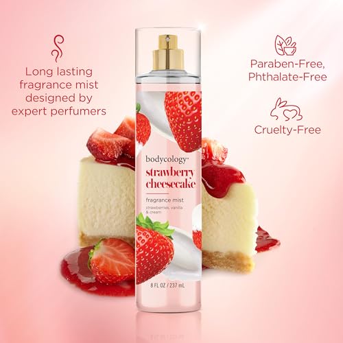 Bodycology Long-Lasting Fragrance Body Mist, Strawberry Cheesecake, 8 fl oz (Pack of 2)