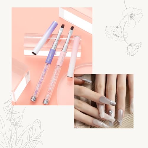 2PCS Nail Art Clean Up Brushes - Flat/Angled Nail Brushes for Cleaning Polish Mistakes on the Cuticles, Brushes for Nail Art and Designs Painting DIY