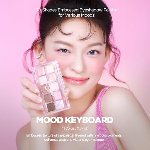 lilybyred Mood keyboard eyeshadow palette | Soft neutral ash color, Long-Wearing, glitter, Clear watercolor | Palette With Easy Color Matching For All | K-beauty (04#Cool membership)
