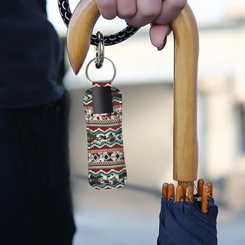 SEANATIVE 5 Pcs Lipstick Keychain Holder Lip Balm Holder Keychain Clip on Sleeve Chapstick Lip Gloss Holder Travel for Women