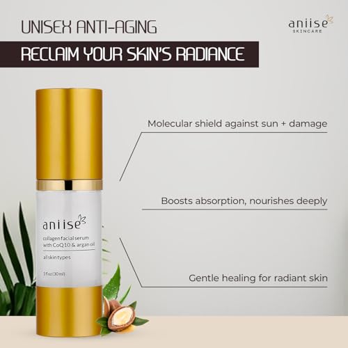 Anti-Aging Collagen Facial Serum with Hyaluronic Acid, CoQ10, Argan Oil, Vitamin C & E - Deeply Hydrates & Moisturizes - Reduces Fine Lines, Wrinkles, Dark Circles & Pigmentation - 1 fl oz / 30 ml