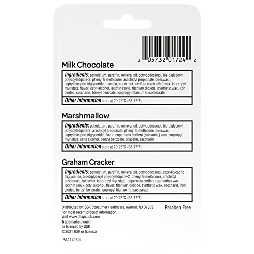 ChapStick S'more Collection Variety Pack Lip Balm Tube, Lip Care, 0.15 Ounce (Pack of 3)
