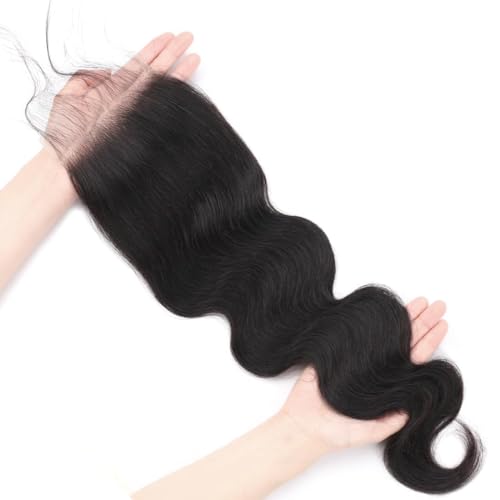 5x5 Transparent HD Lace Closure Body Wave Human Hair Closure Invisible 12A Brazilian Virgin Human Hair Free Part 5x5 100% Real Human Hair Pre Plucked Closure Natural Black 16 Inch
