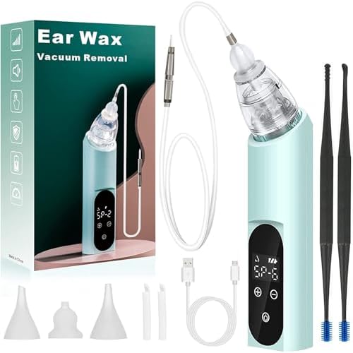 Ear Wax Vacuum Removal Tool, 6 Gear Strong Suction Electric Ear Cleaner Ear Vacuum Wax Remover, USB Charge Ear Wax Suction Removal Kit, Reusable Ear Suction Vacuum Device for Adults and Kids (Blue)