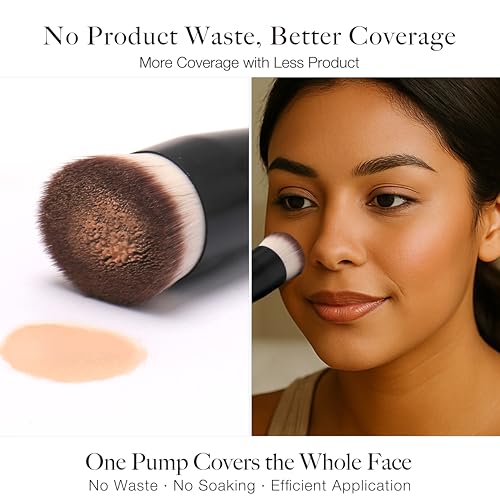 JoMay Flat Top Kabuki Foundation Brush for Liquid Makeup ? Vegan Makeup Brush for Liquid, Cream & Powder ? Dense, Soft Bristles for Flawless, Streak-Free Finish ? Black