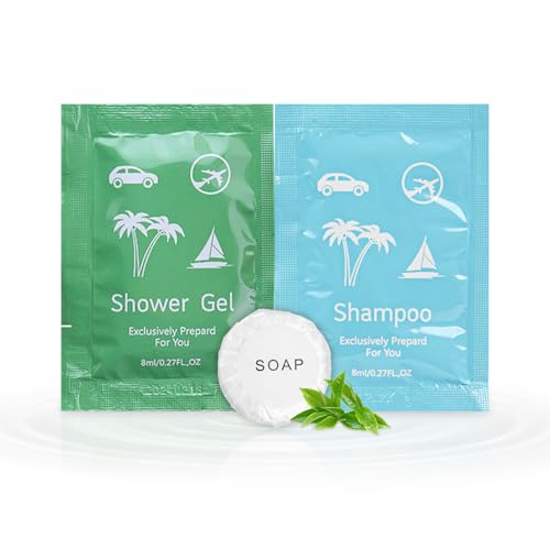 Travel Size Soap and Shampoo,Travel Size Body Wash and Shampoo Bulk 0.28fl Oz,Travel Size Shower Gel Set£¬Shampoo Bulk Travel Size ,Hotel Supplies Bulk Hygiene Kits for Homeless Hotel (Pack of 100)