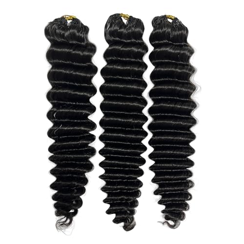 Feather Human Hair Crochet Bundles Knotless Deep Loose Wave Extensions Lightweight Micro Twists Pre Separated Crochet Hair For Braiding Curly 16Inch 120g 100Strands