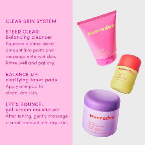 Evereden Balance Up Toner Pads for Face - Clean and Vegan Teen Water-Based Face Toner Pads with Green Tea, Chamomile, and White Tea for Oily and Pimple-Prone Skin - Balanced Skin & Clog-Free Pores