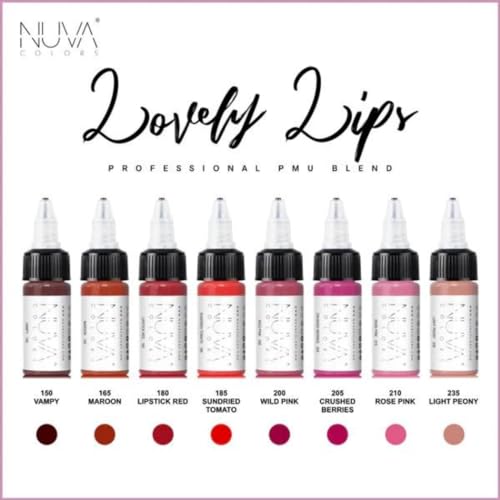 Nuva Colors PMU Pigment, Customizable, Cool Undertone for Lip Blushing & More, Vegan, Made in USA (8-Pack)
