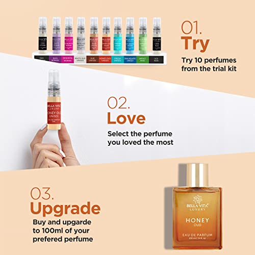 BellaVita Luxury Honey Oud Eau de Parfum (3.4 fl. oz.) | Patchouli, Vanilla, Bergamot, Floral & Spicy + Made with Clean & Vegan Essentials Oils + Cruelty Free | Long-Lasting Unisex Fragrance