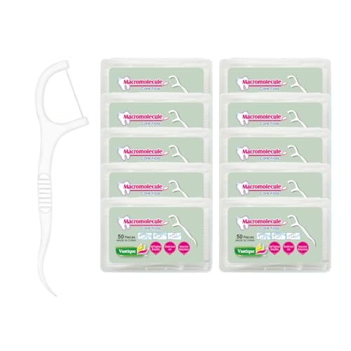 500 Pcs Dental Floss Picks, Thin Thread for Adults & Kids, Superior Oral Care, Dental Hygiene, Gum Health(50x10 Cases, 500 Total)
