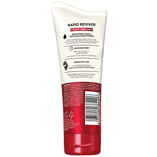 L¡¯Or?al Paris Elvive Color Vibrancy Rapid Reviver Deep Conditioner, Repairs Damaged Color-Treated Hair, No Leave-In Time, with Damage Repairing Serum and Antioxidants, 6 oz.
