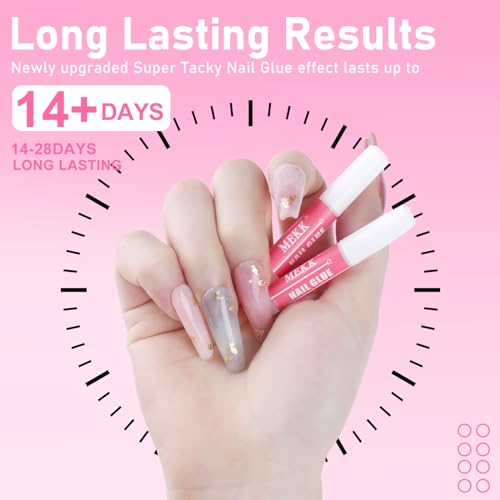 MEKK Nail Glue,Super Strong & Long-Lasting Nail Glue for Acrylic Nails,Press Ons & Nails Tips,Professional Adhesive for Nail Art Supplies,0.07OZ/PCS (12PCS)